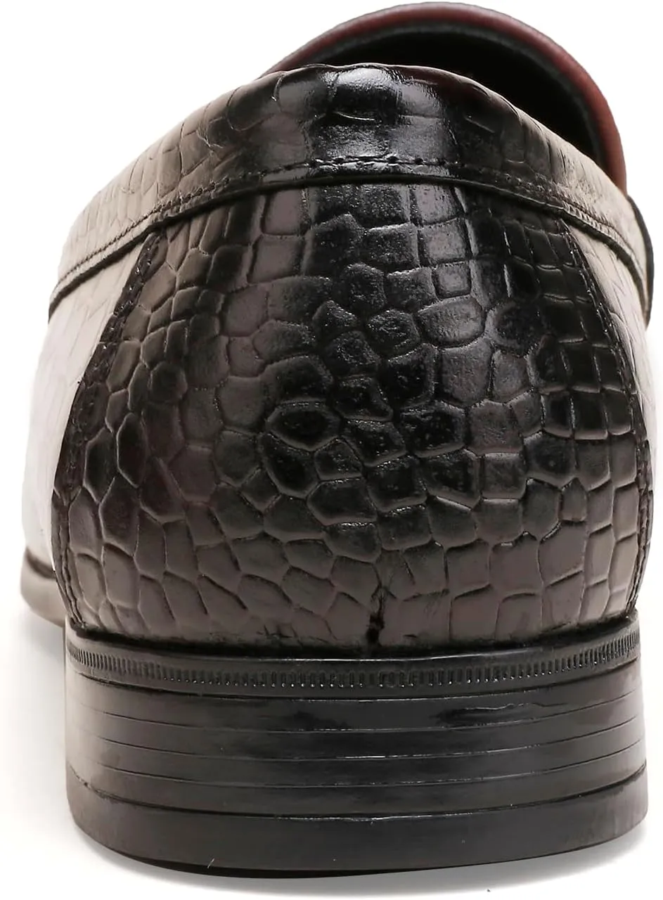 Dress Shoes for Men, Leather Alligator Pattern Slip-On Loafers Causel Shoes for Men