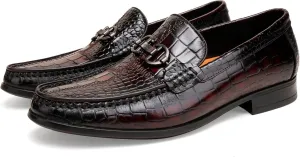 Dress Shoes for Men, Leather Alligator Pattern Slip-On Loafers Causel Shoes for Men