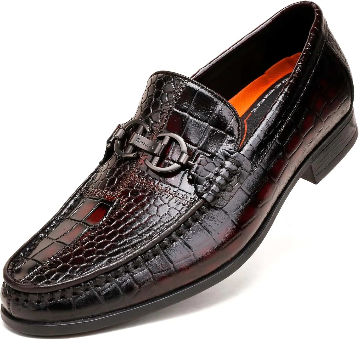 Dress Shoes for Men, Leather Alligator Pattern Slip-On Loafers Causel Shoes for Men
