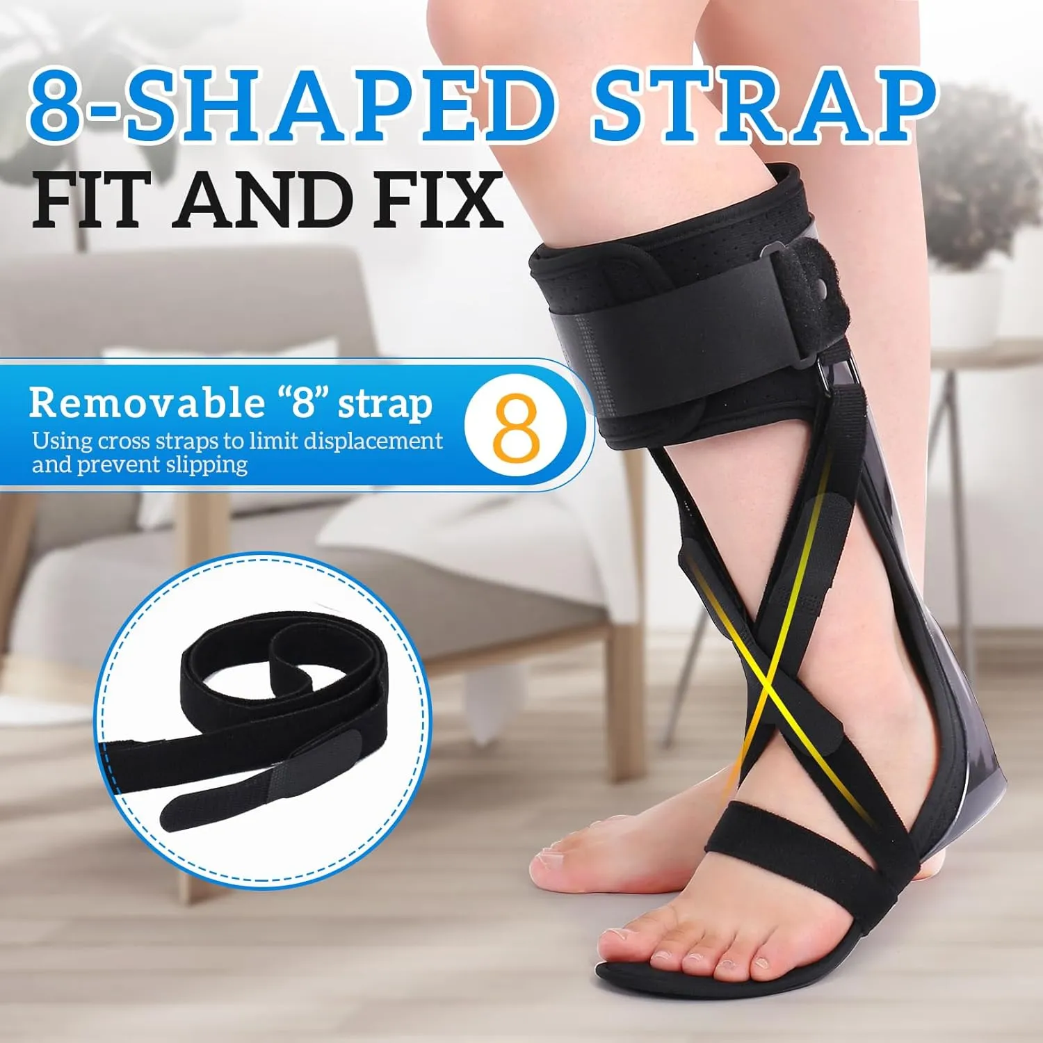 Drop Foot Stabilizer for Men & Women - AFO Foot Drop Brace - Drop Foot Braces for Walking - AFO Brace Walking with Shoe - Ankle Foot Orthosis for Stroke (Left, Large)