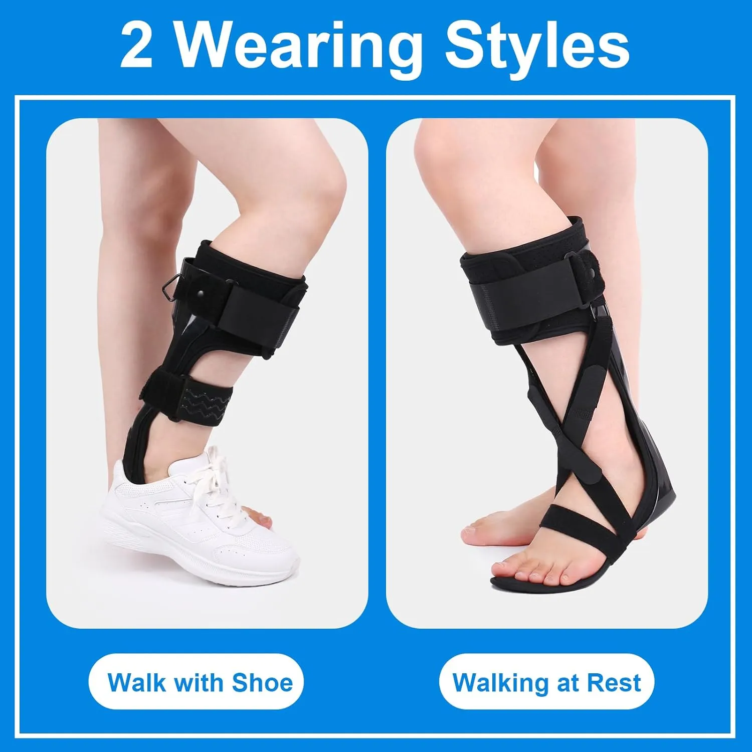 Drop Foot Stabilizer for Men & Women - AFO Foot Drop Brace - Drop Foot Braces for Walking - AFO Brace Walking with Shoe - Ankle Foot Orthosis for Stroke (Left, Large)