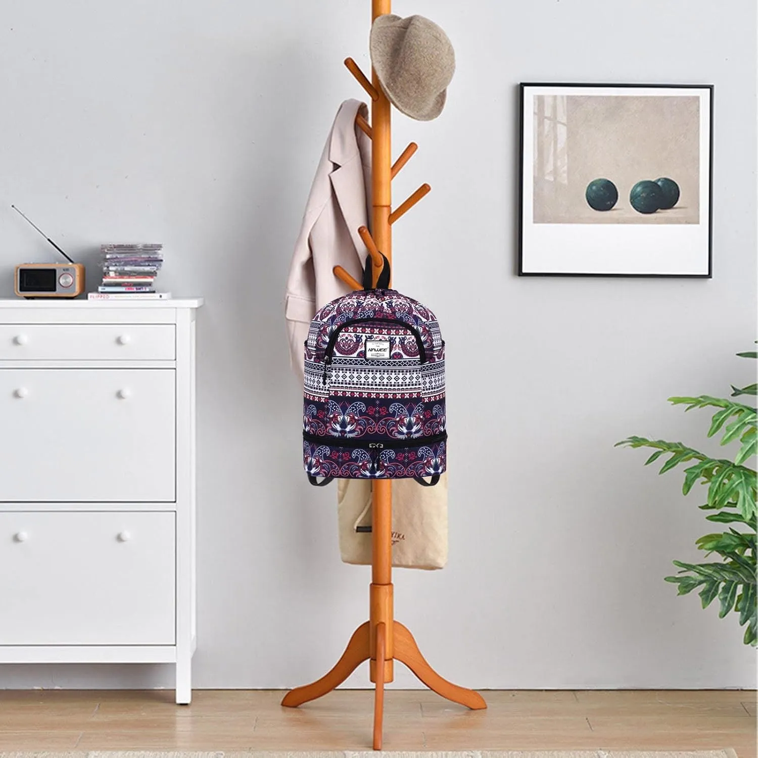 Dry Wet Drawstring Backpack with Shoe Compartment for Women Adjustable Gym Bag