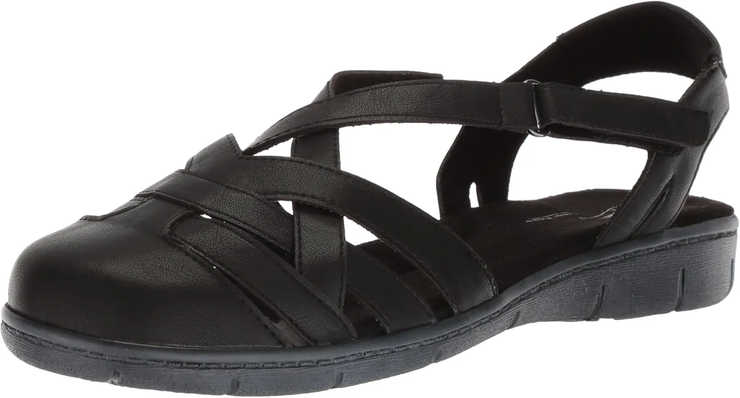Easy Street Womens Garrett Faux Leather Strappy Flat Sandals