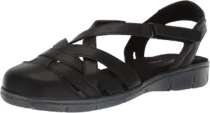 Easy Street Womens Garrett Faux Leather Strappy Flat Sandals