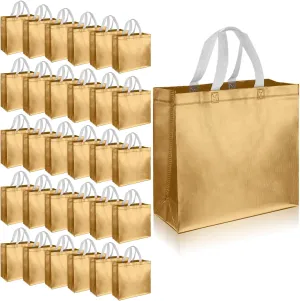 Eccliy 60 Pcs Reusable Gift Tote Bags Grocery Shopping Bag with Handles Thank You Gift Bags for Bridesmaid Wedding(Gold)