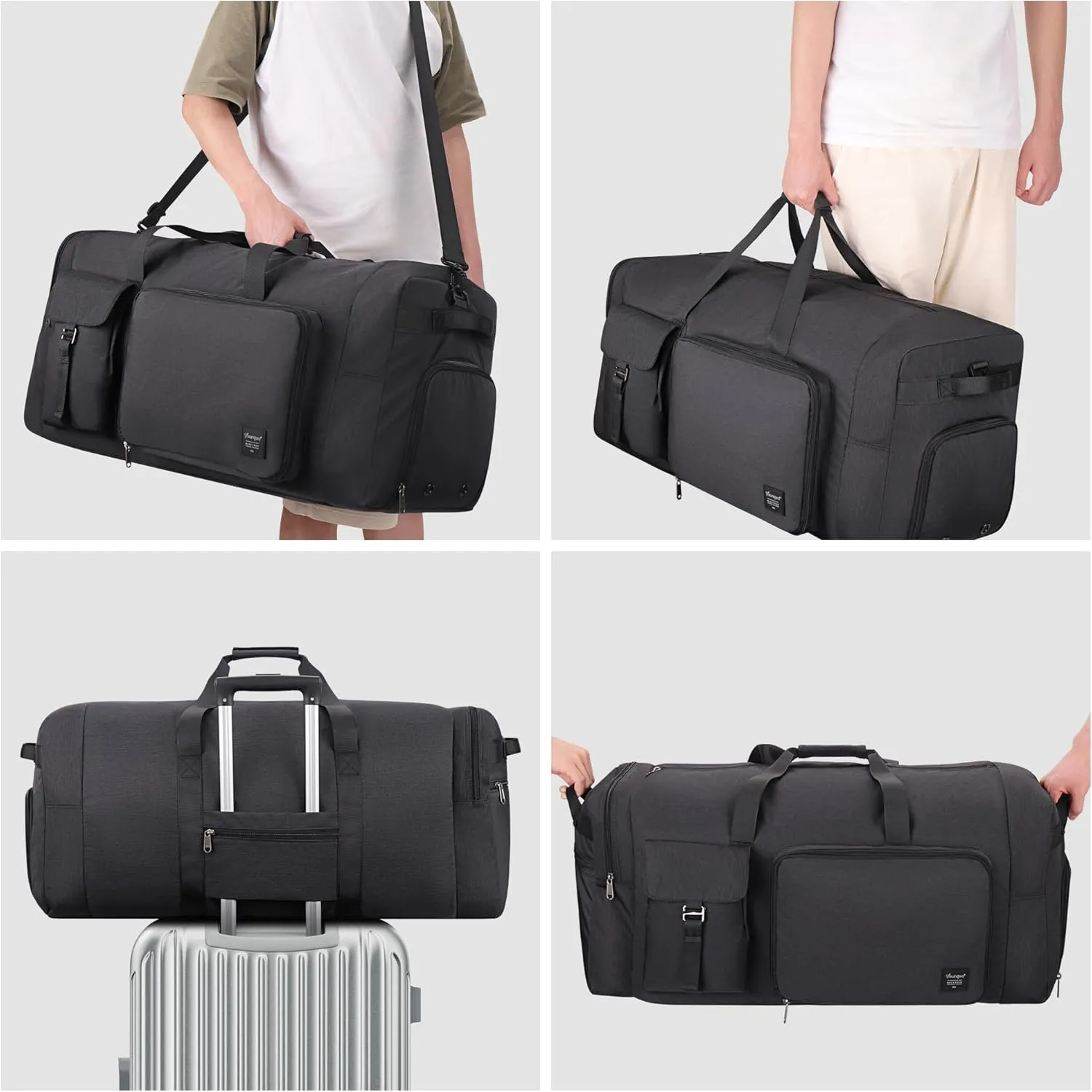 Extra Large Duffle Bag for Travel, Collapsible Duffle Bag for Men, Foldable Duffel Bags for Traveling (Black, 120)