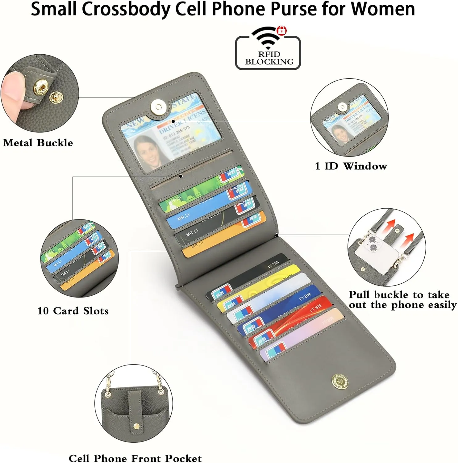 FALAN MULE Small Cell Phone Crossbody Bag Purse for Women, PU Leather Wallet Purse…