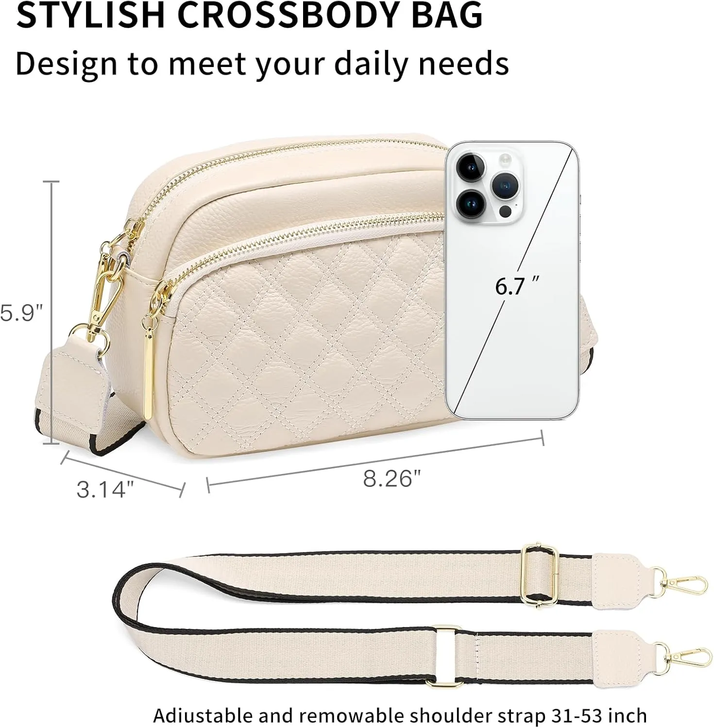 FALAN MULE Small Crossbody Bag for Women Trendy Design Genuine Leather Shoulder Handbags with Adjustable Strap