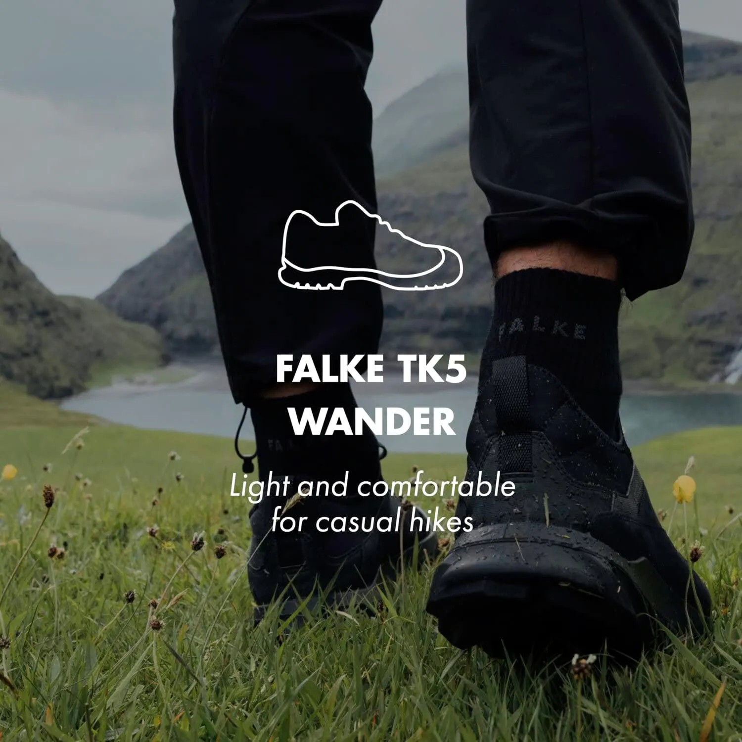 FALKE Men's TK5 Wander Hiking Socks, Crew Length, Light Padding, Athletic Sock, Breathable Quick Dry, Merino Wool, 1 Pair