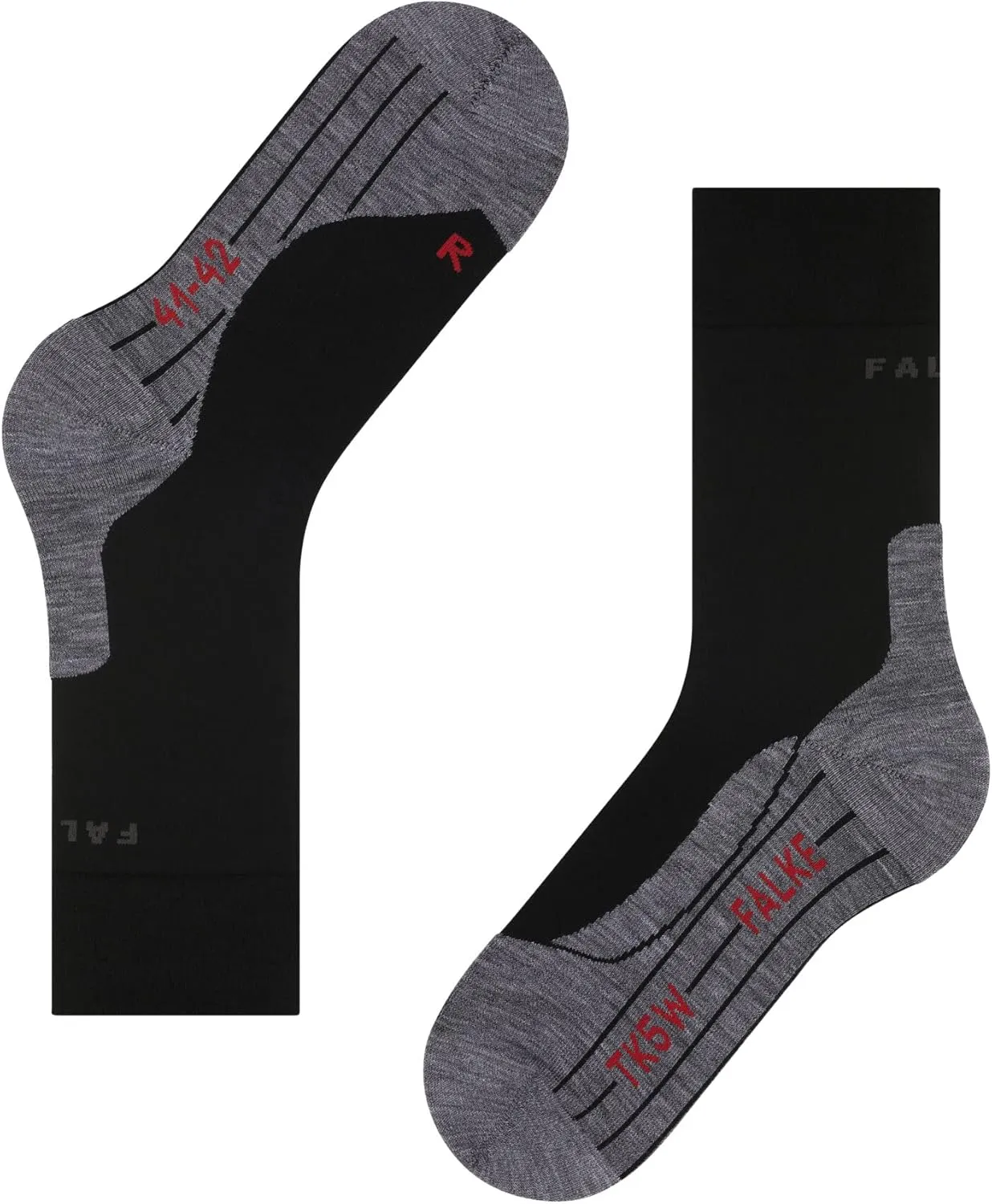 FALKE Men's TK5 Wander Hiking Socks, Crew Length, Light Padding, Athletic Sock, Breathable Quick Dry, Merino Wool, 1 Pair