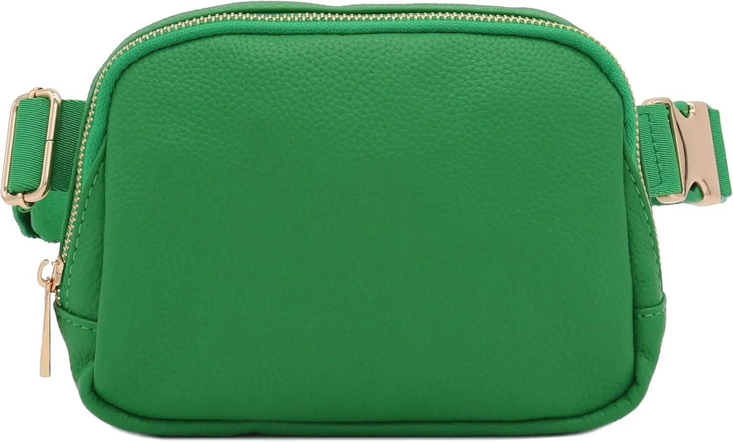 FashionPuzzle Light Weight Soft PU Pebbled Leather Everyday Sling Fanny Pack Belt Bag with Gold Metal Buckle (Kelly Green)