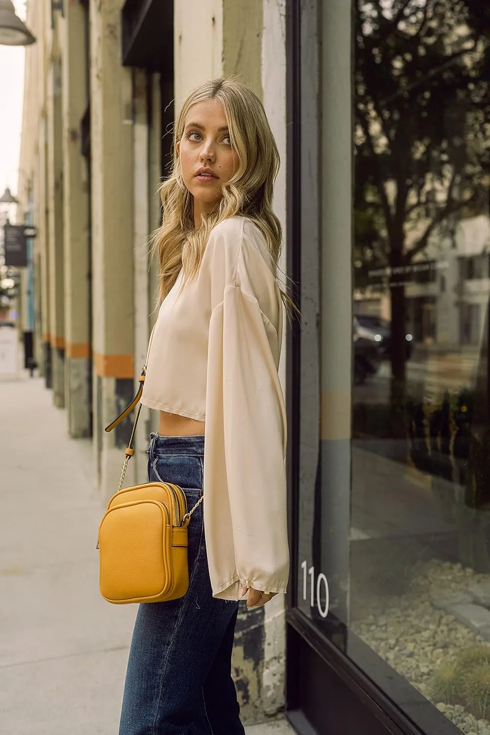FashionPuzzle Multi Pocket PU Leather Casual Medium Crossbody Bag with Adjustable Strap