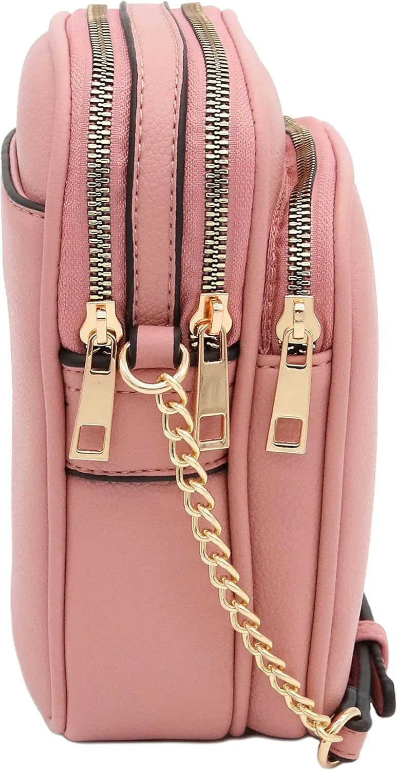 FashionPuzzle Multi Pocket PU Leather Casual Medium Crossbody Bag with Adjustable Strap