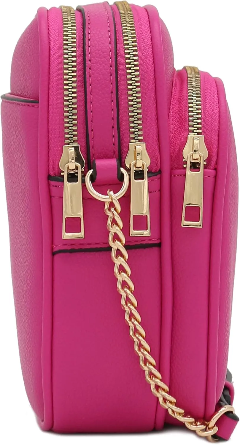 FashionPuzzle Multi Pocket PU Leather Casual Medium Crossbody Bag with Adjustable Strap