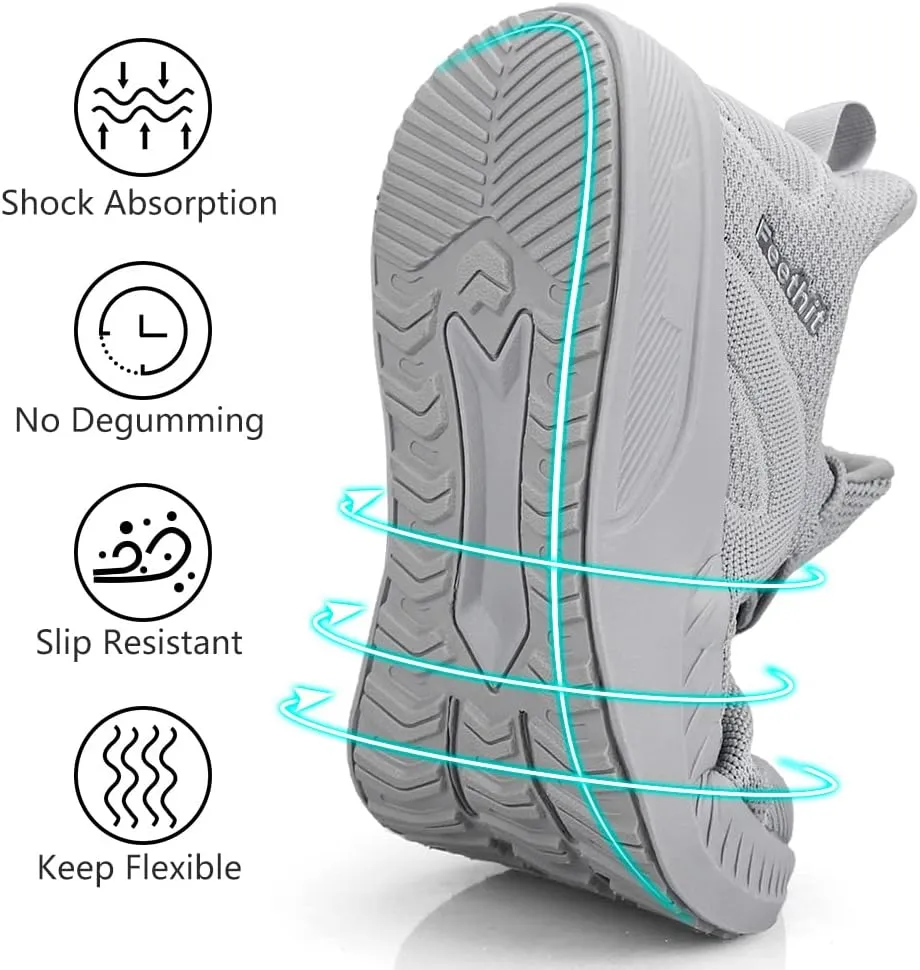 Feethit Mens Non Slip Walking Sneakers Lightweight Breathable Slip on Running Shoes Athletic Gym Tennis Shoes for Men