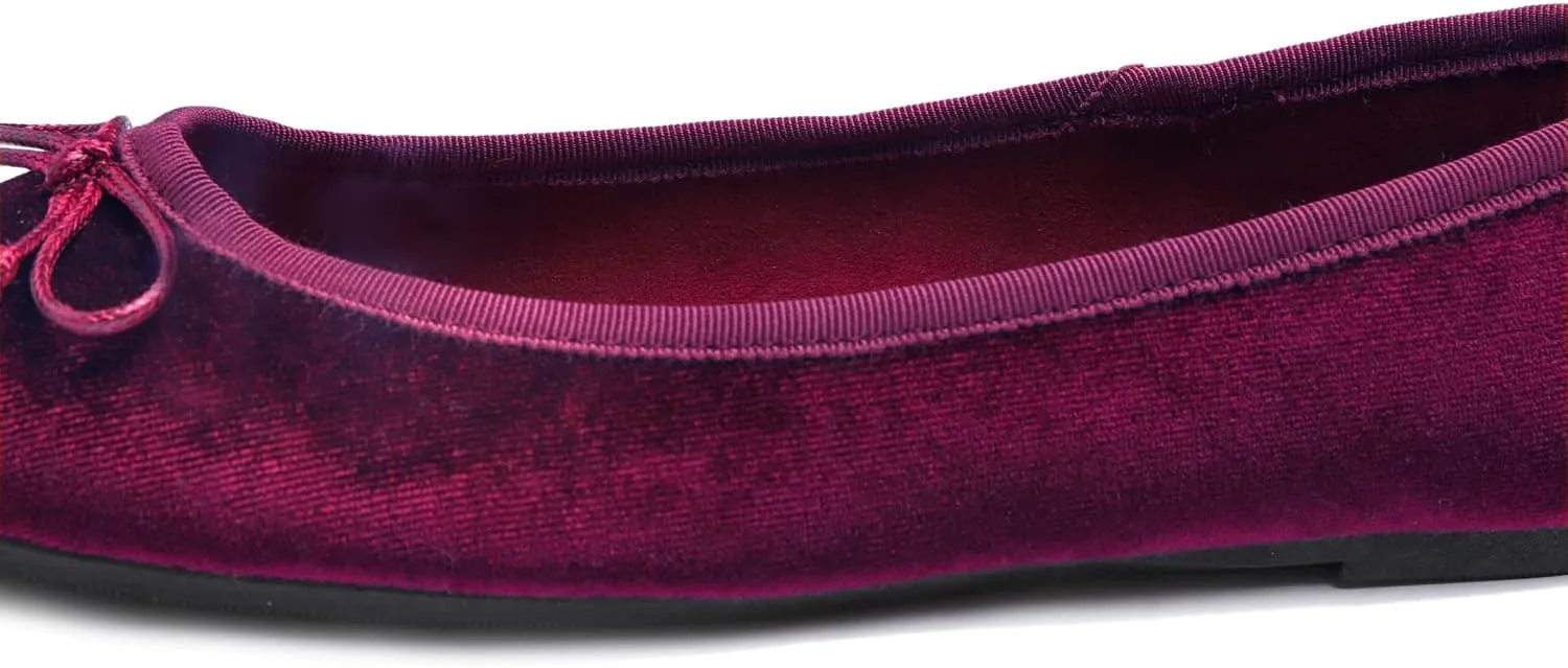 FEVERSOLE Women's Ultra Soft Colorful Memory Foam Cushioned Faux Suede Home Ballet Flats