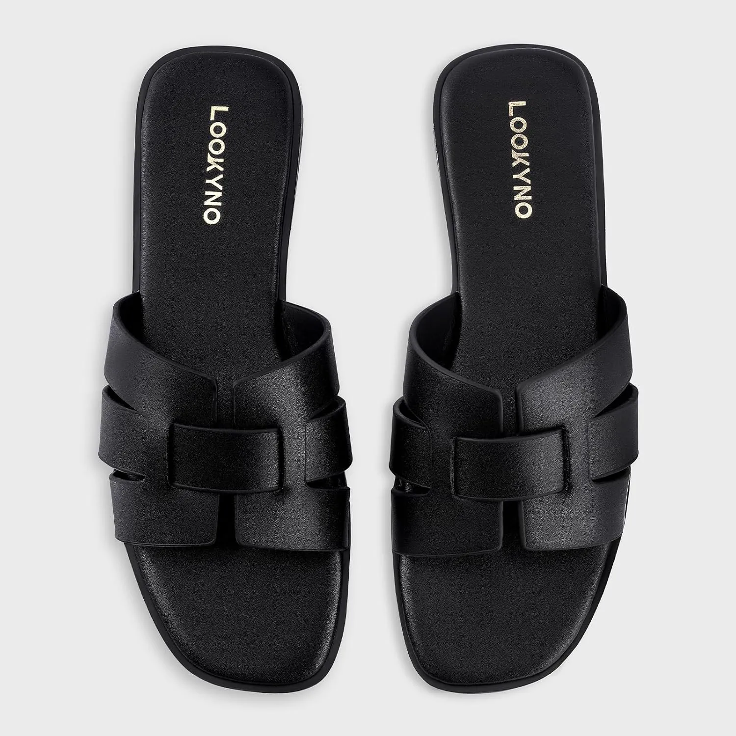 Flat Sandals for Women 2025 Dressy Summer Leather Slides with Square Open Toe