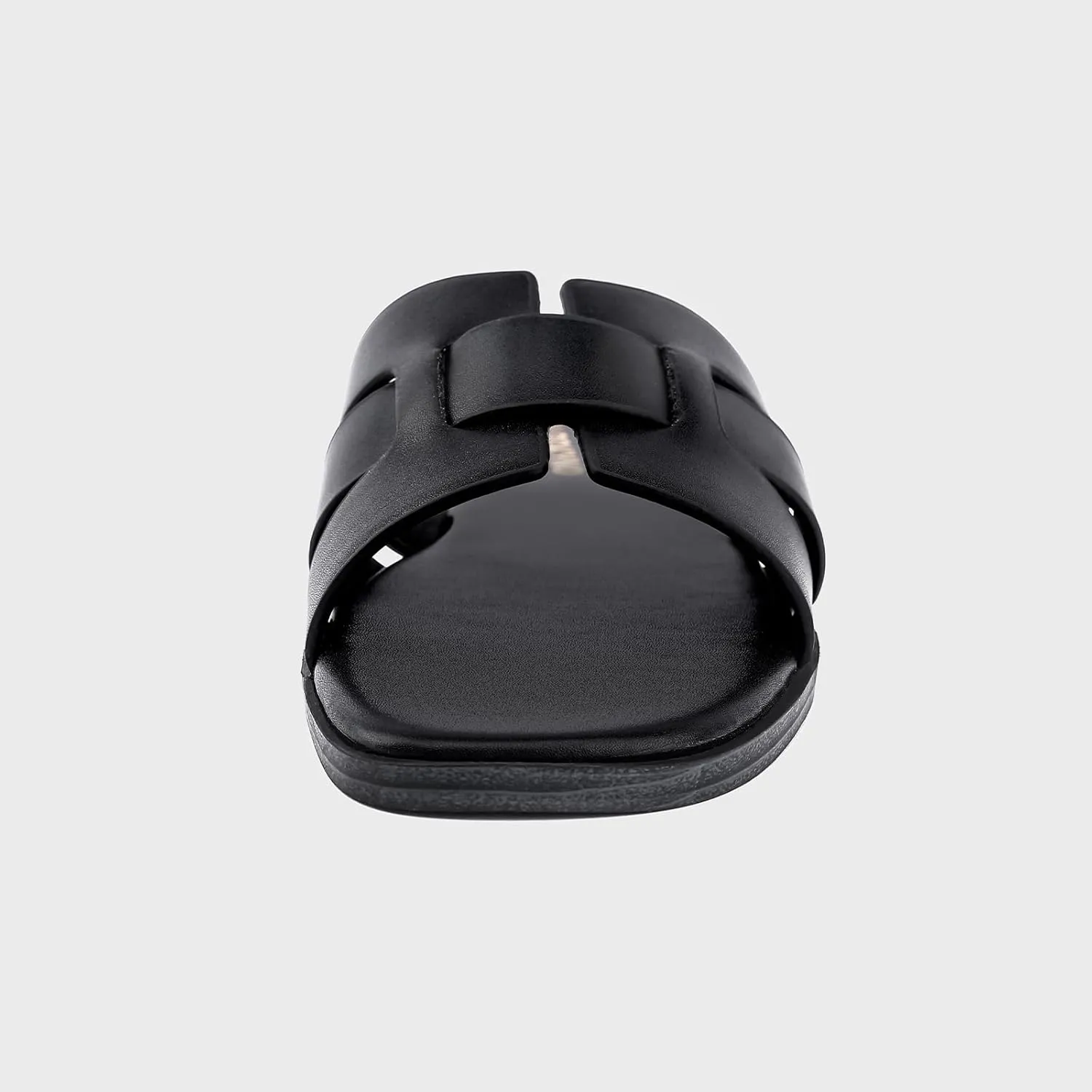 Flat Sandals for Women 2025 Dressy Summer Leather Slides with Square Open Toe