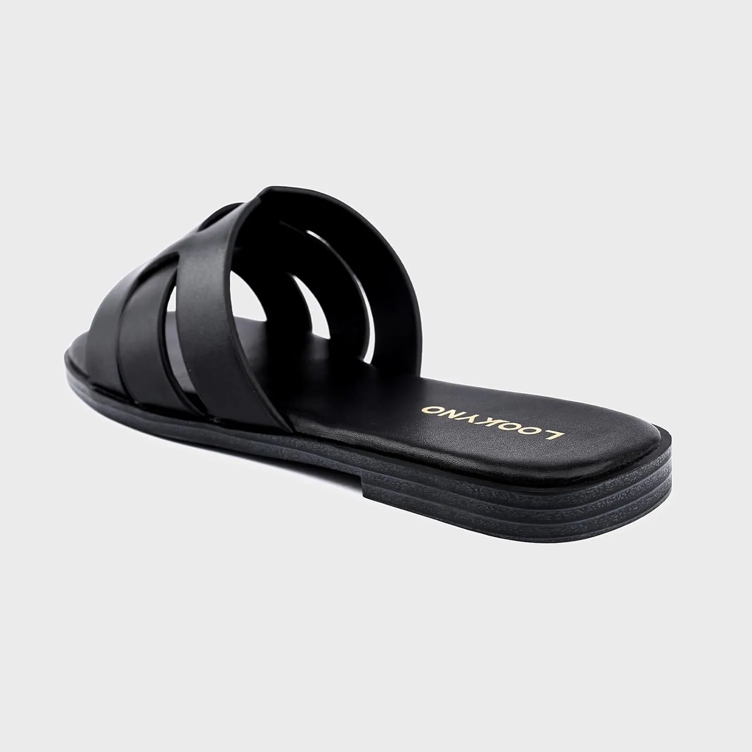 Flat Sandals for Women 2025 Dressy Summer Leather Slides with Square Open Toe