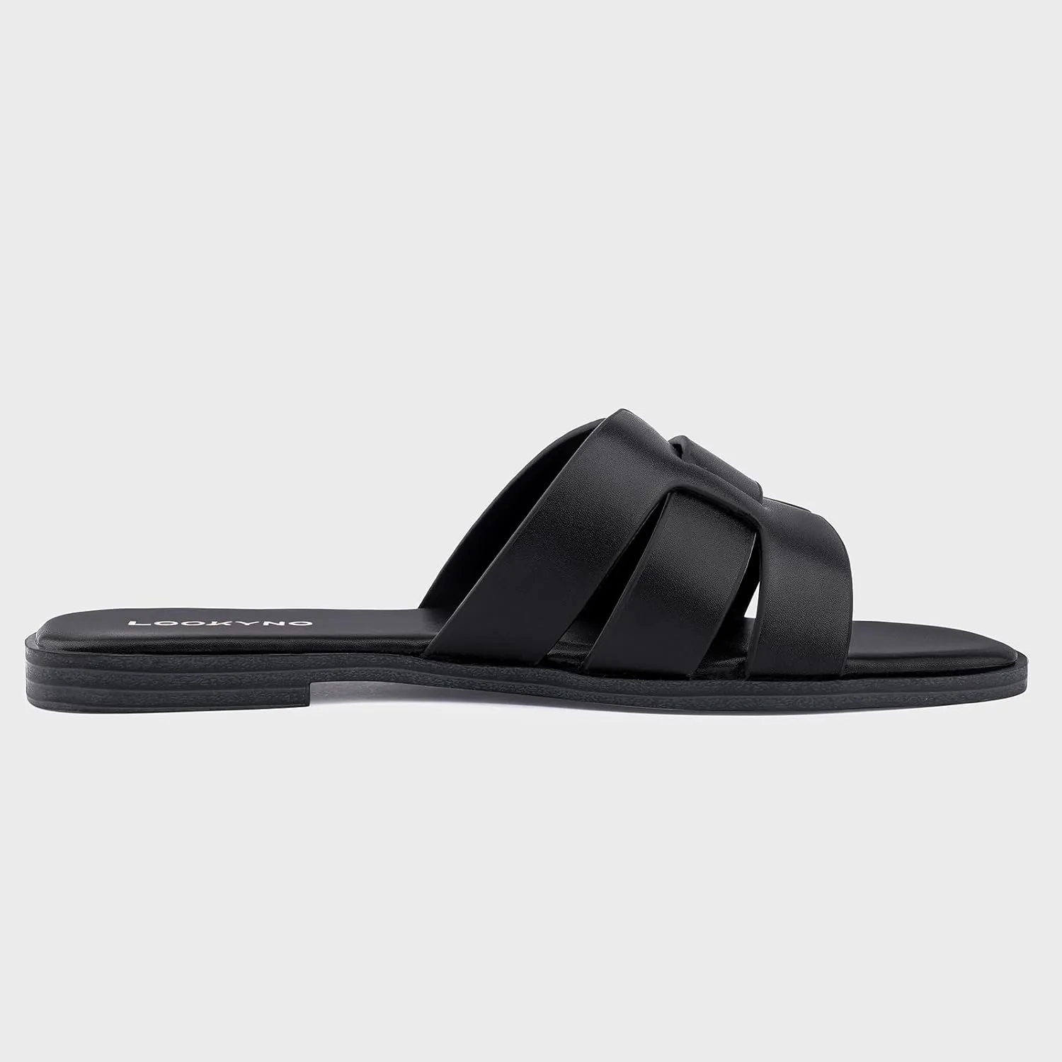 Flat Sandals for Women 2025 Dressy Summer Leather Slides with Square Open Toe