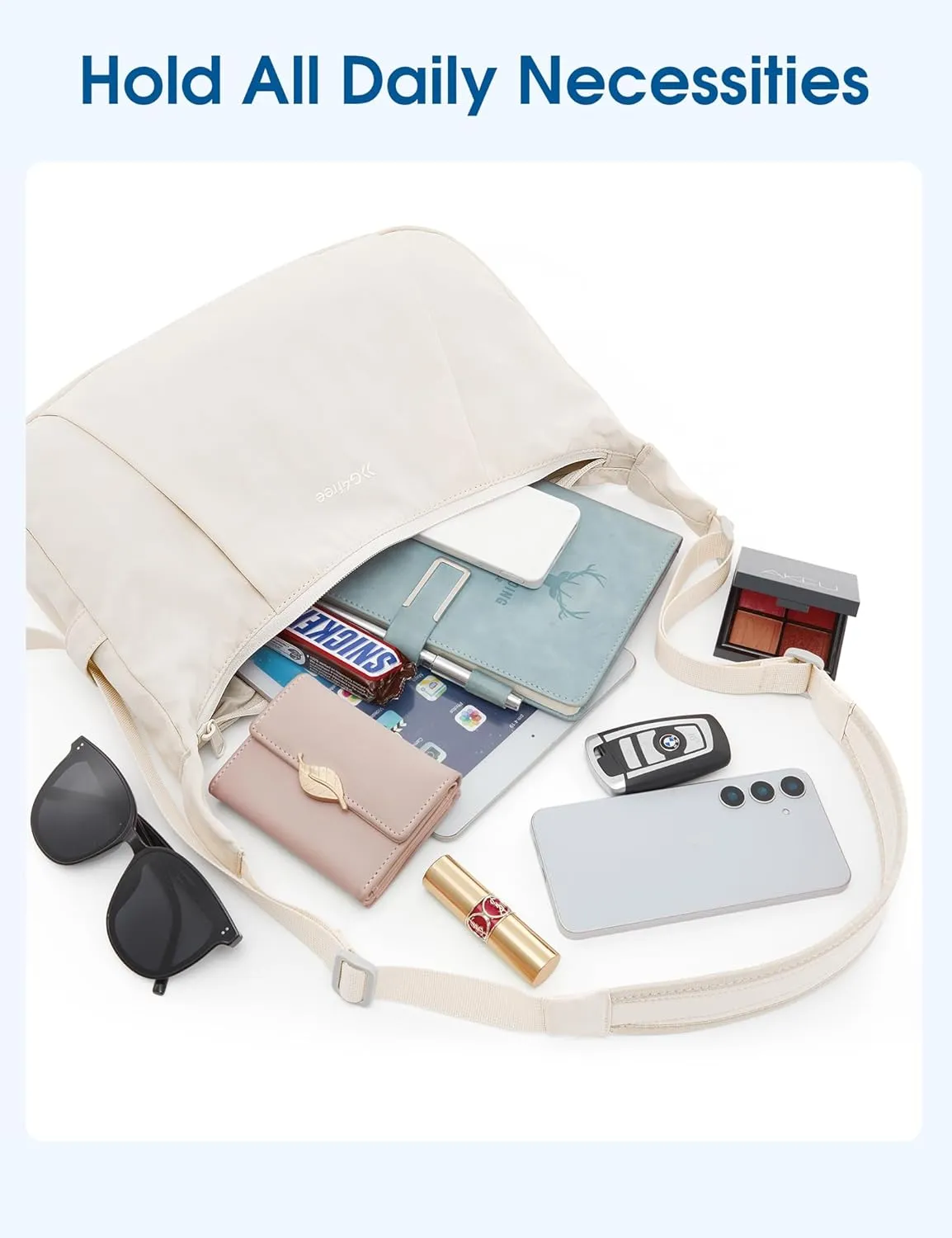 G4Free Crossbody Bag for Women, Casual Hobo Bag Lightweight Shoulder Handbag Fashionable Nylon Crescent Purse