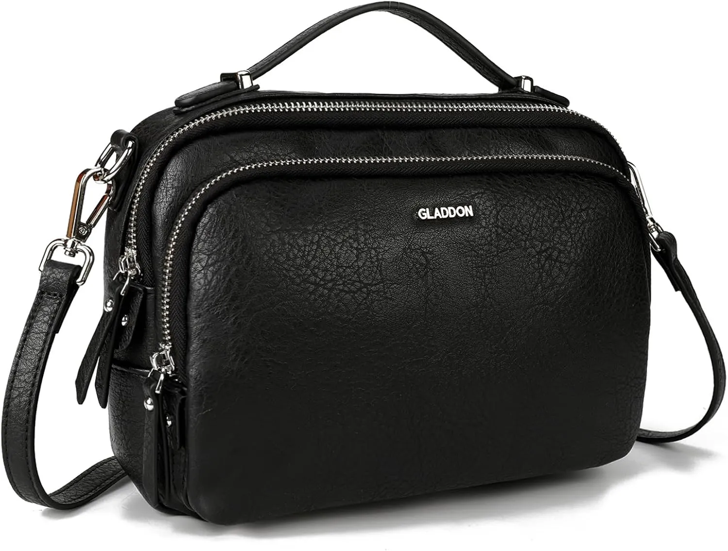 GLITZALL Multi Pockets Crossbody Bags for Women Small Top Handle Purse Satchel and Medium Pocketbooks with Soft Vegan Leather