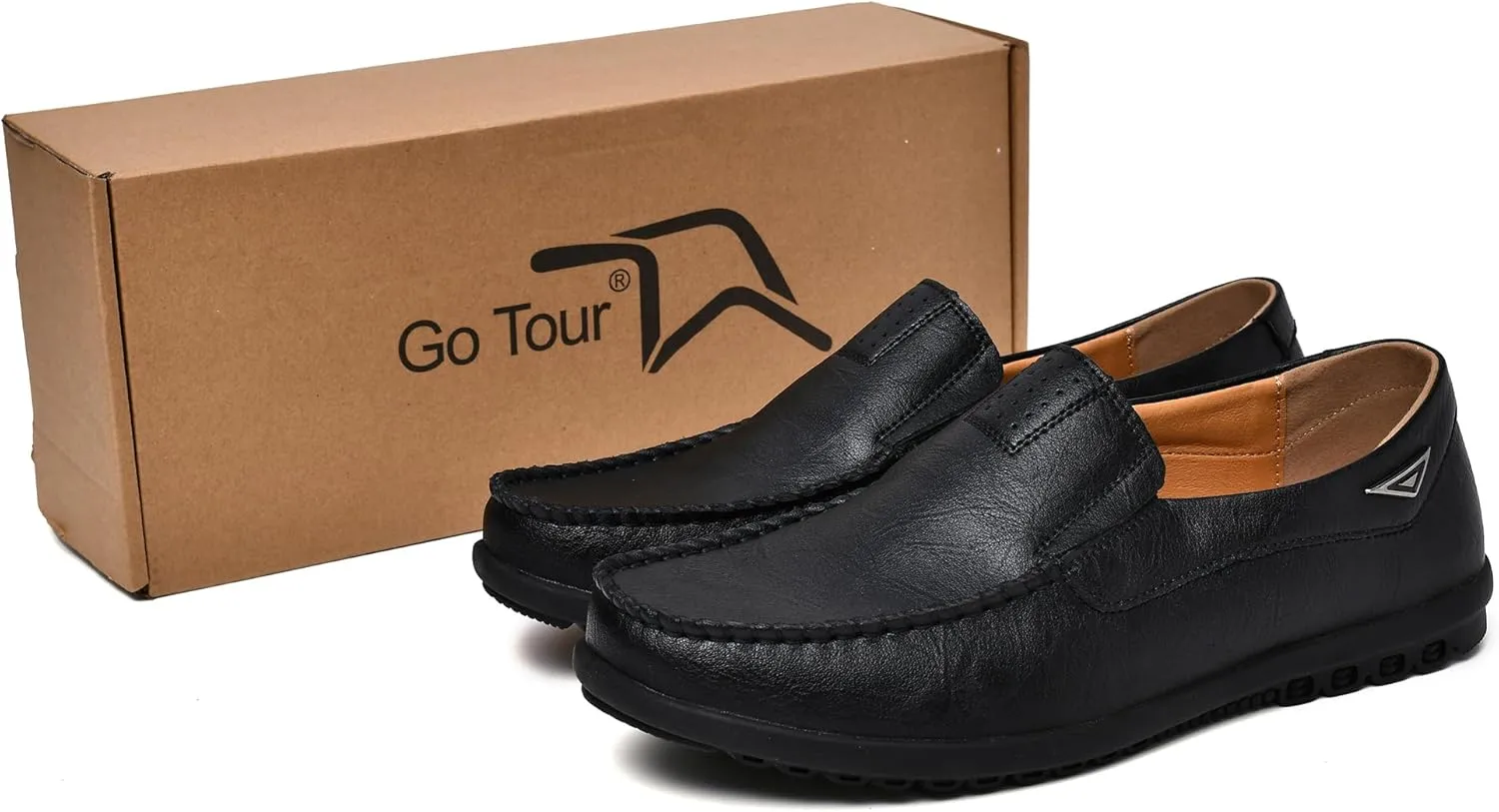 Go Tour Men’s Casual Leather Fashion Slip-on Loafers Shoes