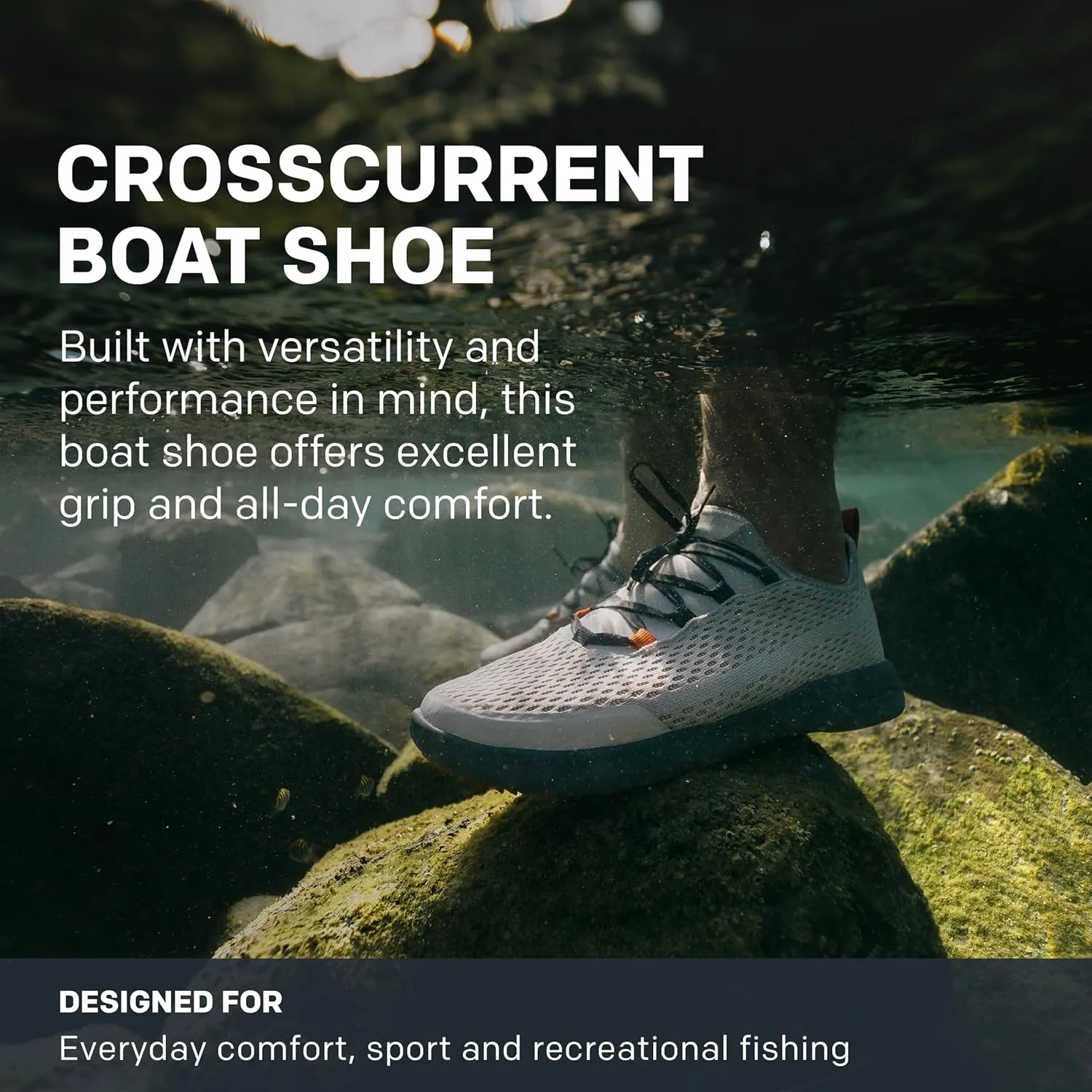 Grunden’s Men’s CrossCurrent Boat Shoe - Lightweight Quick Dry Water Shoes, Barefoot Wear with Slip On/Off Mesh Tongue