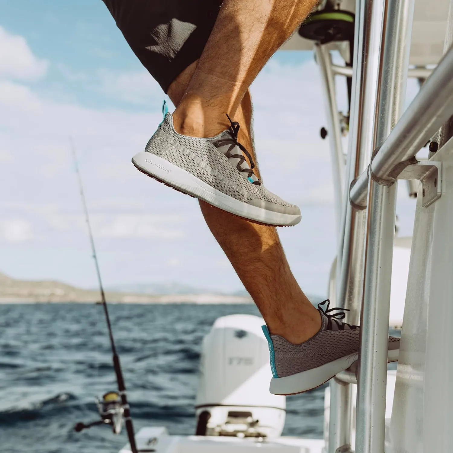 Grunden’s Men’s CrossCurrent Boat Shoe - Lightweight Quick Dry Water Shoes, Barefoot Wear with Slip On/Off Mesh Tongue