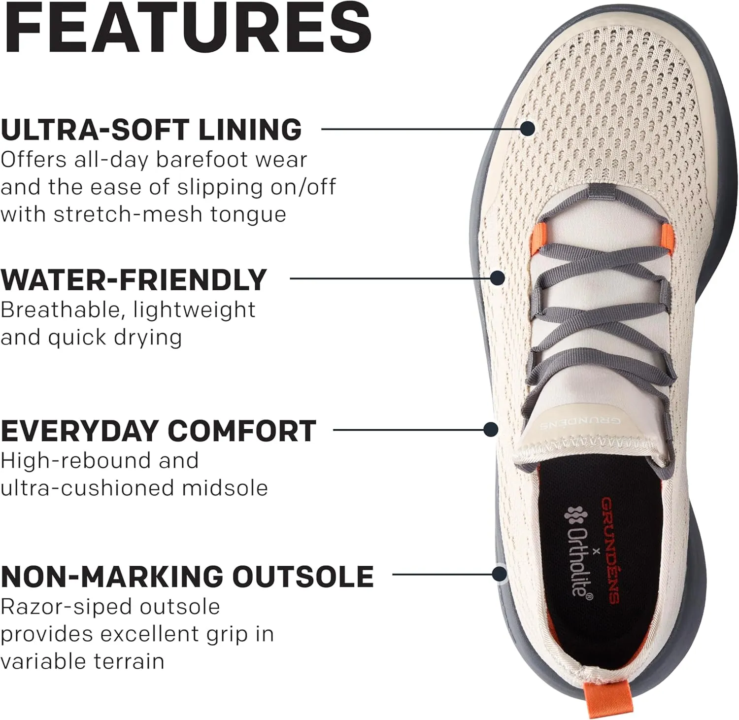 Grunden’s Men’s CrossCurrent Boat Shoe - Lightweight Quick Dry Water Shoes, Barefoot Wear with Slip On/Off Mesh Tongue