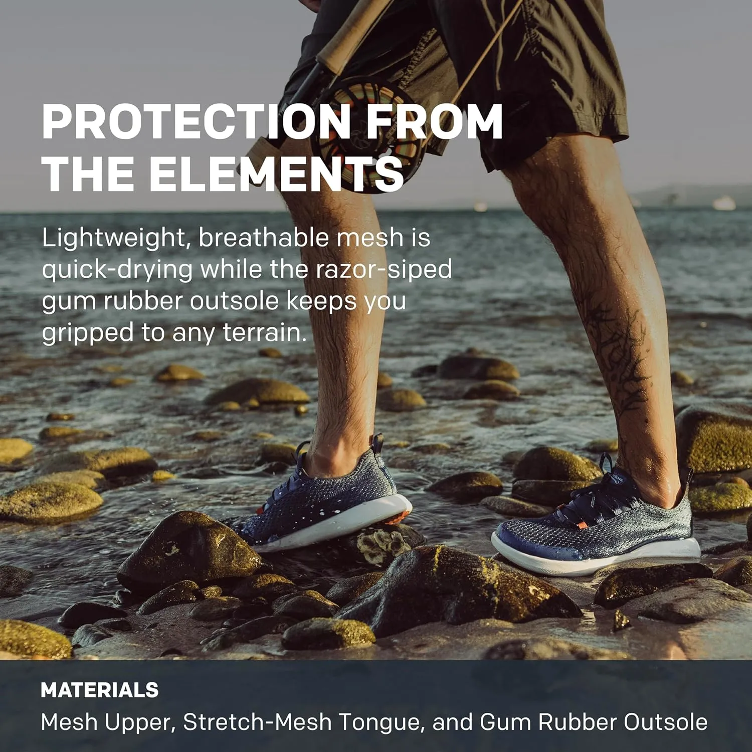 Grunden’s Men’s CrossCurrent Boat Shoe - Lightweight Quick Dry Water Shoes, Barefoot Wear with Slip On/Off Mesh Tongue