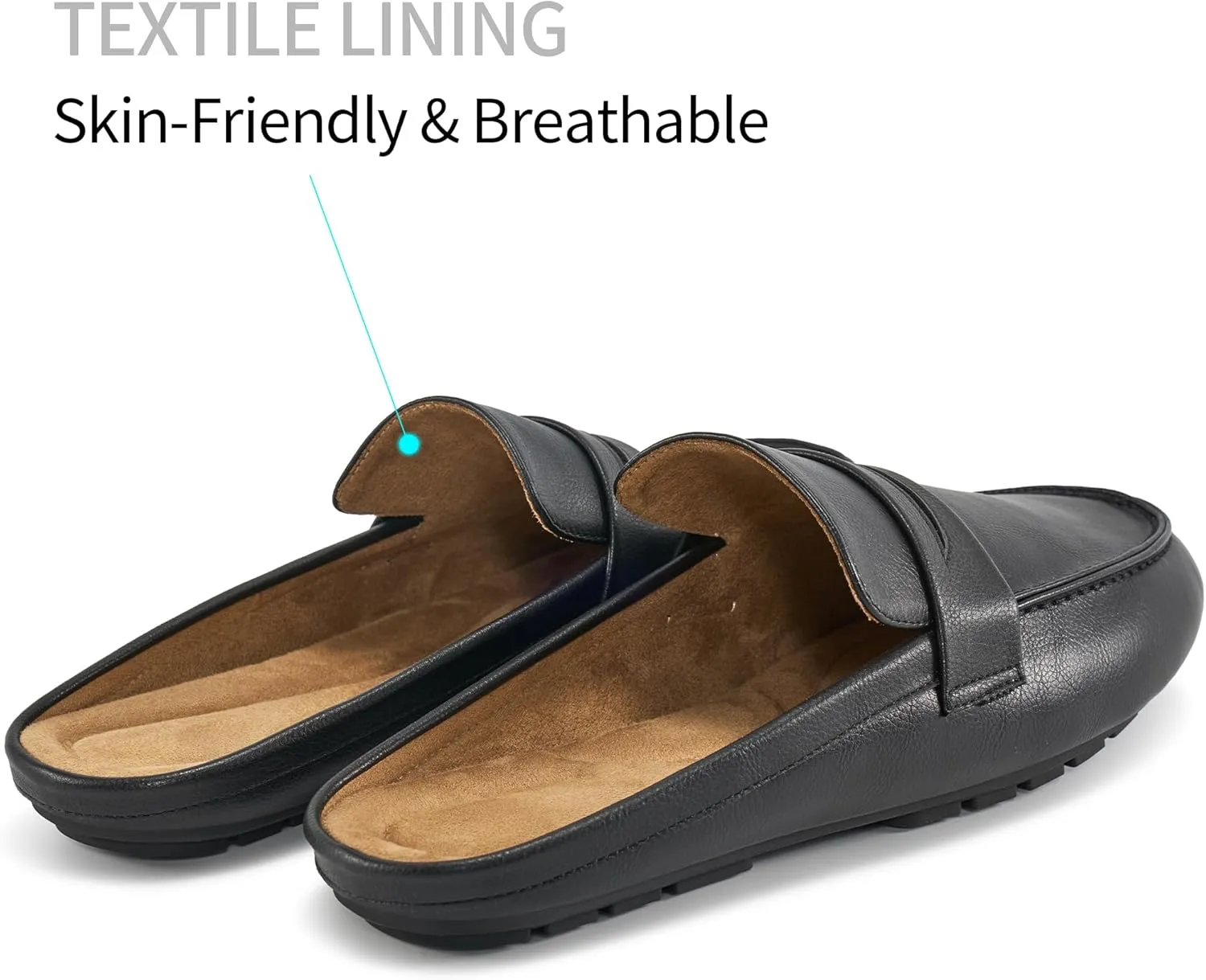 HARENCE Mules for Women Flats Shoes: Comfortable Dressy Round Toe Backless Mule Slides Casual Walking Slip On Work Loafers