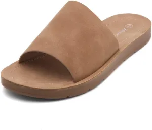 Herstyle Jarina Women's Flat Sandals, Fashion Slides, Open Toe One Band with Cushioned Footbed Slippers, Lightweight Casual Sandals for Summer, Beach, and Vacation