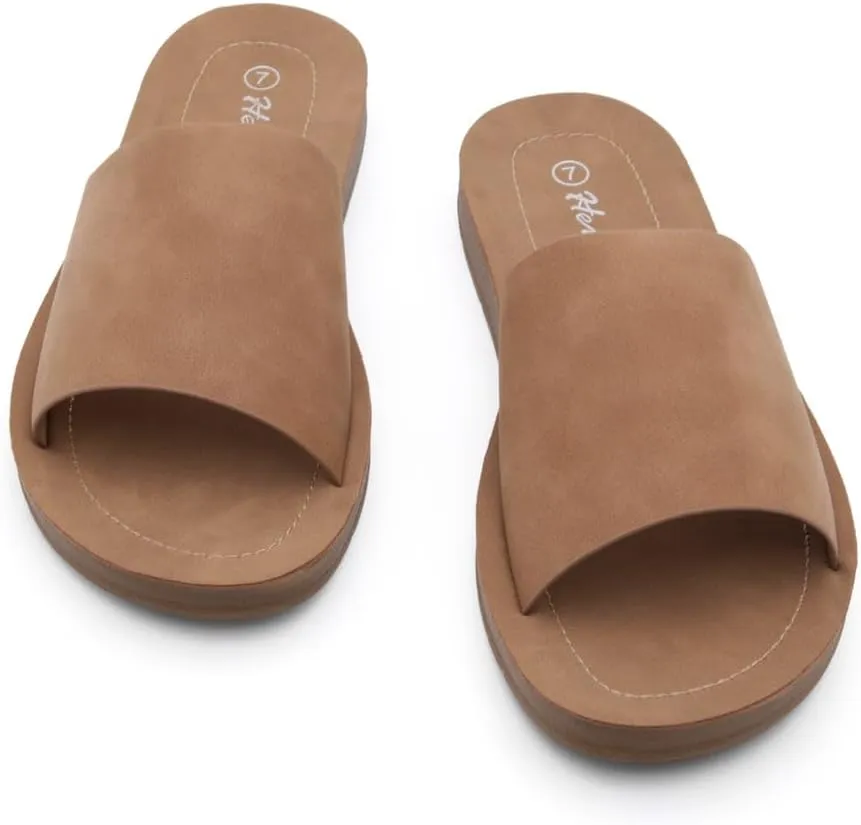 Herstyle Jarina Women's Flat Sandals, Fashion Slides, Open Toe One Band with Cushioned Footbed Slippers, Lightweight Casual Sandals for Summer, Beach, and Vacation