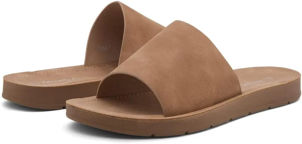 Herstyle Jarina Women's Flat Sandals, Fashion Slides, Open Toe One Band with Cushioned Footbed Slippers, Lightweight Casual Sandals for Summer, Beach, and Vacation