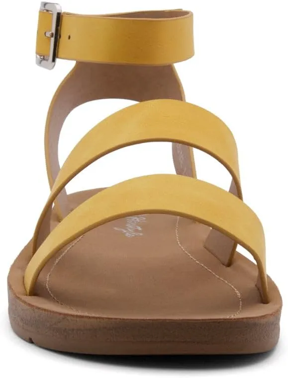 Herstyle Needed Me Women's Flat Sandals, Open Toe Two Bands with Ankle Strap and Buckle, Lightweight Sandals with Cushioned Footbed for Summer Walking and Daily Wear