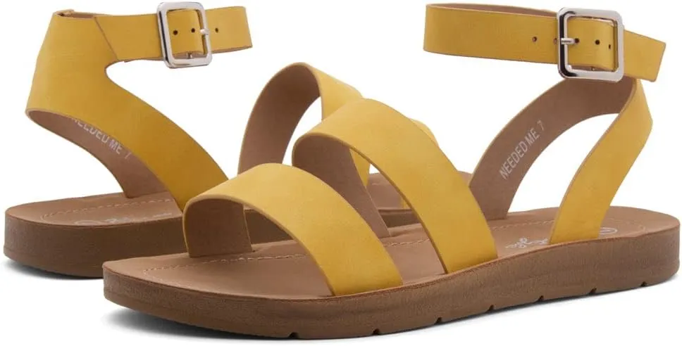 Herstyle Needed Me Women's Flat Sandals, Open Toe Two Bands with Ankle Strap and Buckle, Lightweight Sandals with Cushioned Footbed for Summer Walking and Daily Wear