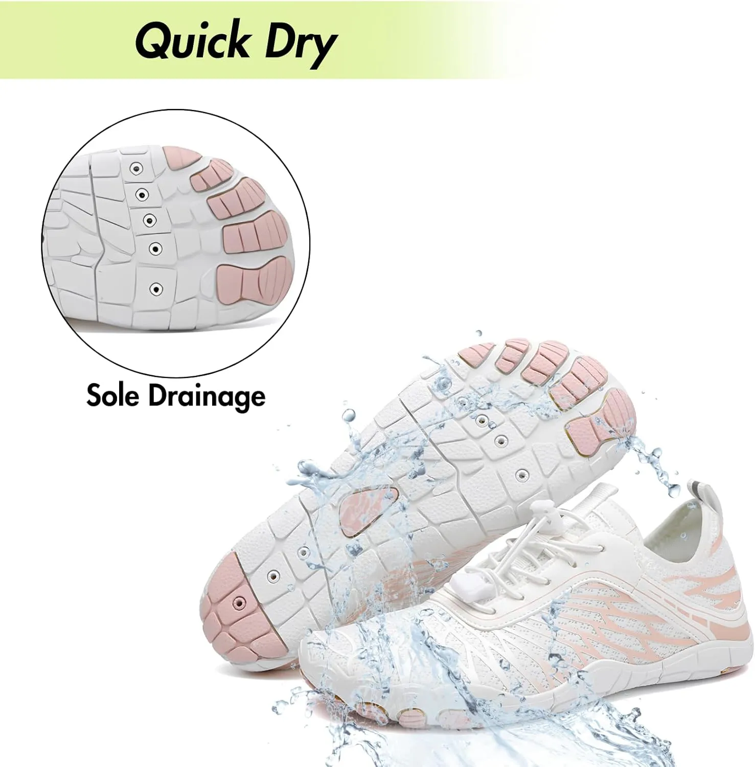 HiGropcore Water Shoes Men Women, Barefoot Wide Toe Box Beach Shoes, Quick Dry Breathable Swim Aqua Socks with Drainage