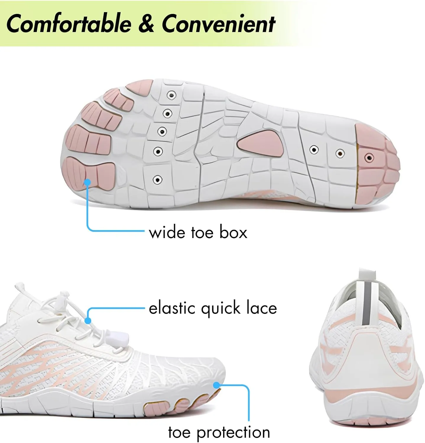 HiGropcore Water Shoes Men Women, Barefoot Wide Toe Box Beach Shoes, Quick Dry Breathable Swim Aqua Socks with Drainage
