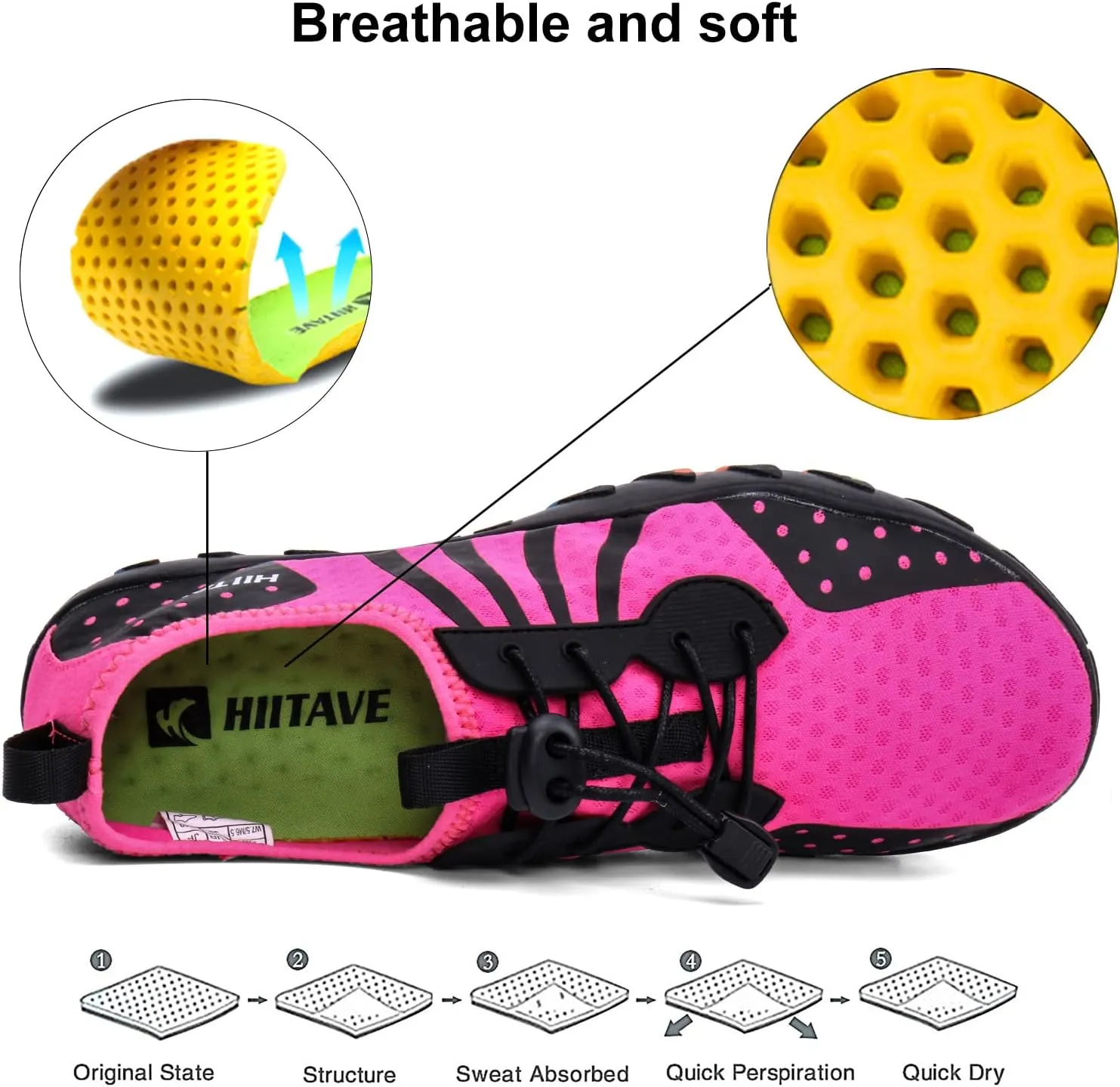 HIITAVE Womens Aqua Beach Water Shoes Quick Dry Barefoot Swim Socks for Surf Pool River Walking Diving Water Sports