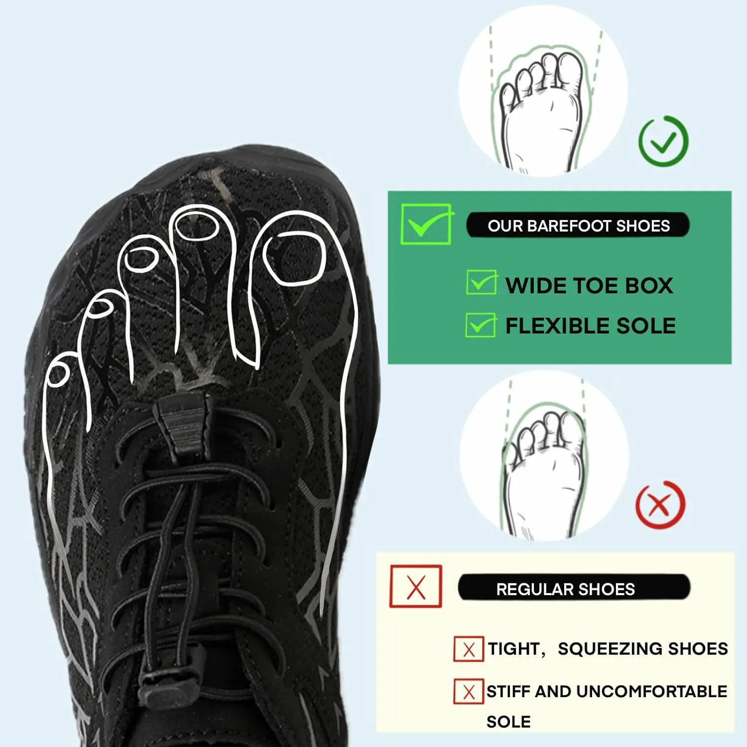 Hike Barefoot Water Shoes for Women Men, Barefoot Shoes with Wide Toe Box, Non-Slip & Quick Dry Breathable Aqua Socks for Beach Pool Aqua Swim Surf Hiking Walking Shoes