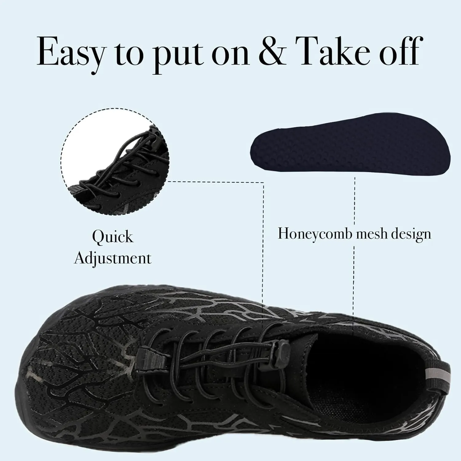 Hike Barefoot Water Shoes for Women Men, Barefoot Shoes with Wide Toe Box, Non-Slip & Quick Dry Breathable Aqua Socks for Beach Pool Aqua Swim Surf Hiking Walking Shoes