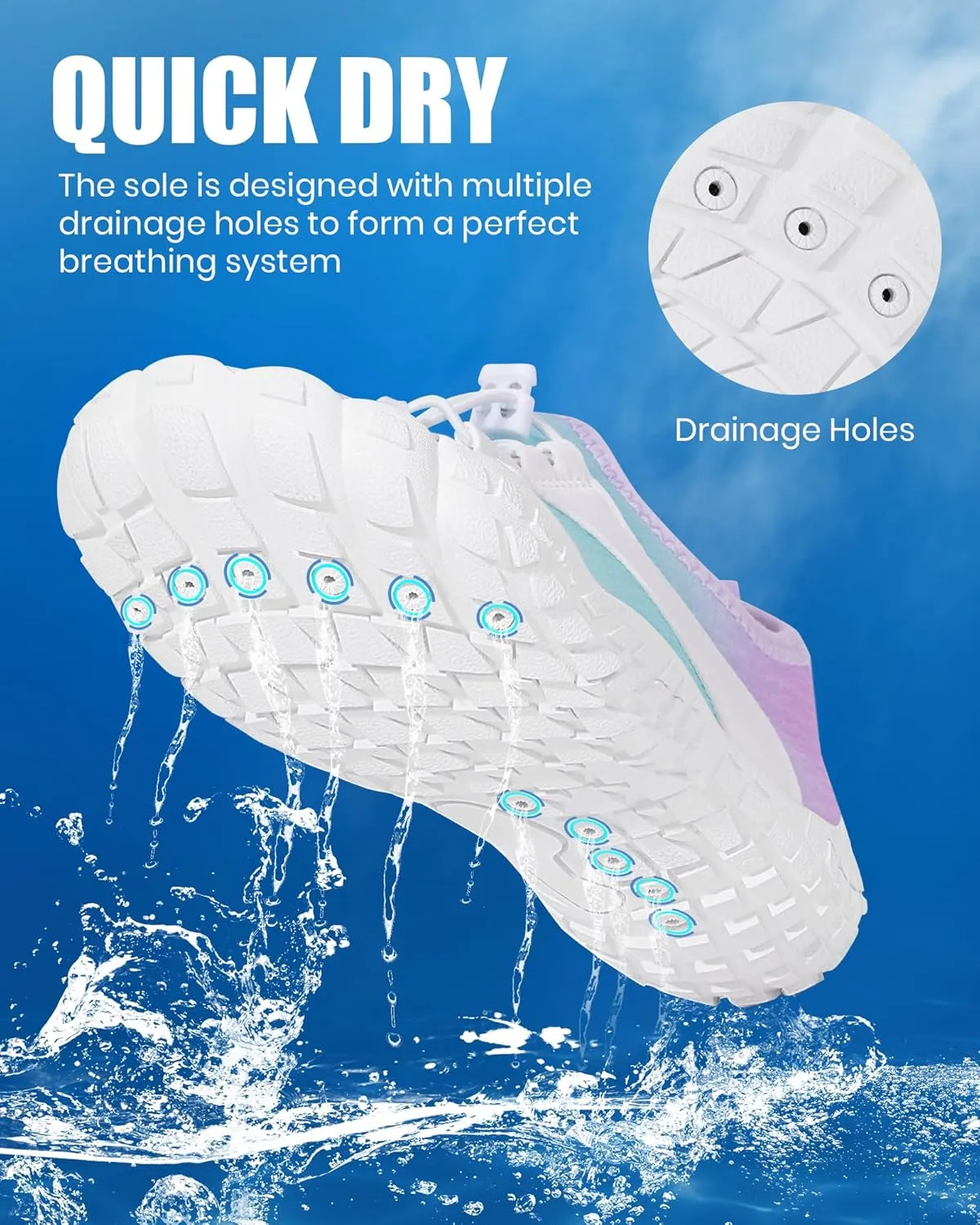 Hike Barefoot Water Shoes Women Men, Newly Water-Drops Pattern Pro Minimalist Shoe Quick Dry Wide Toe Breathable & Non-Slip for Hiking Beach Aqua Surf Swim