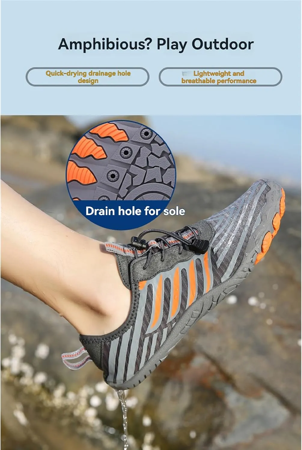 Hiking Barefoot Shoes for Women Men Non-Slip&Wide Toe Box Grounded Footwear,Breathable Waterproof Beach Walking Shoes,Lightweight Adjustable Trail Running Footwear Neuropathy Sneakers Comfort Wear