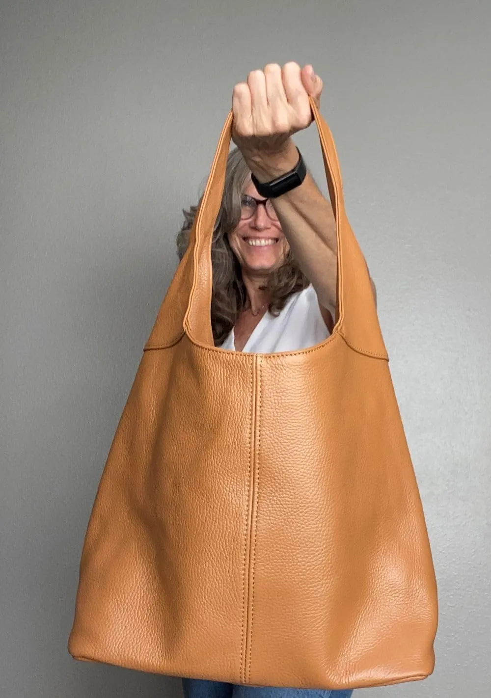 Hobo Pebbled Italian Leather Shoulder Bag – Casual Travel Tote Bag Purse