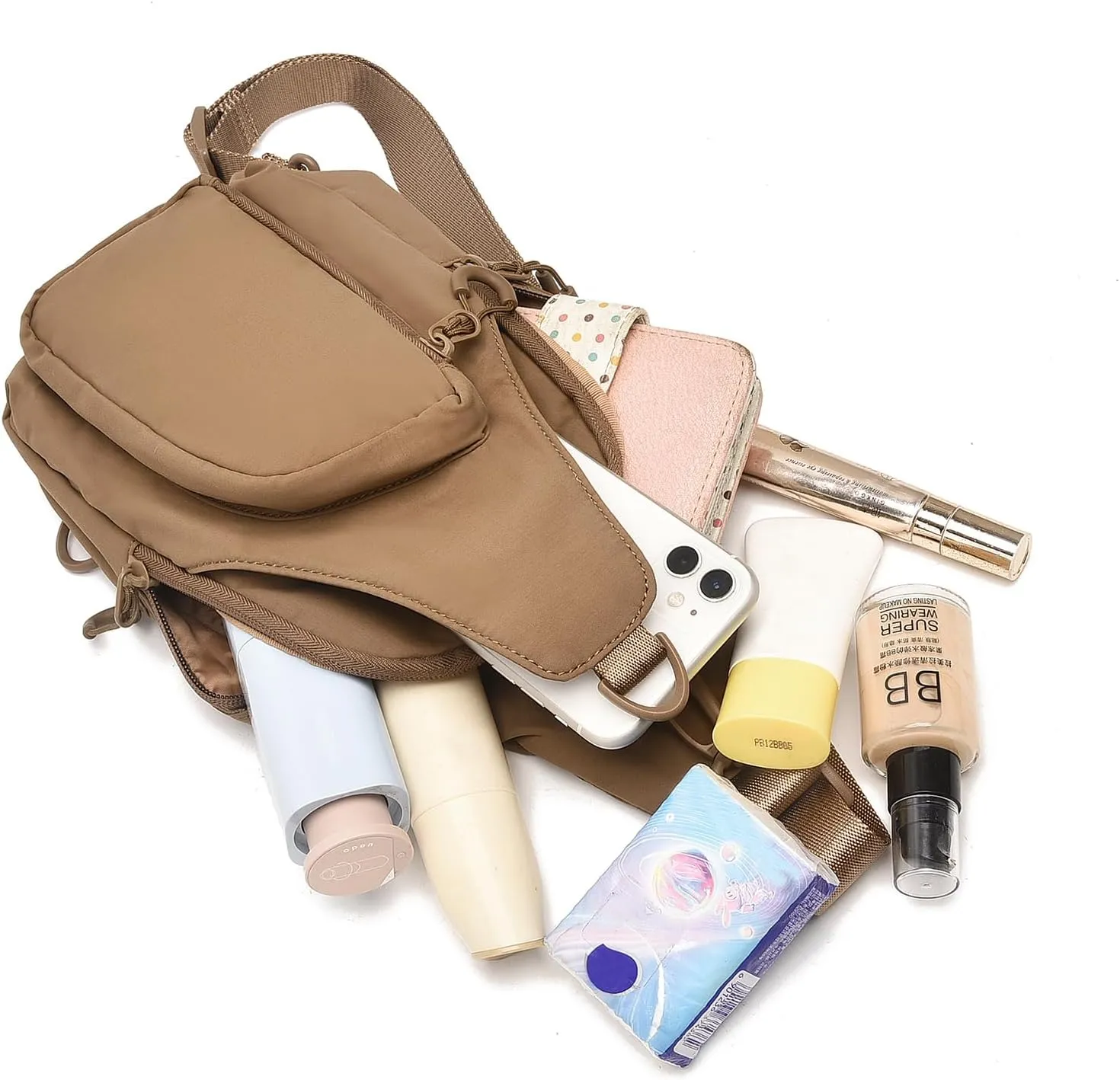 I IHAYNER Small Sling Bag for Women Crossbody Bags Fanny Pack Chest Bag for Travel Lightweight Casual Backpack for Hiking Ivory