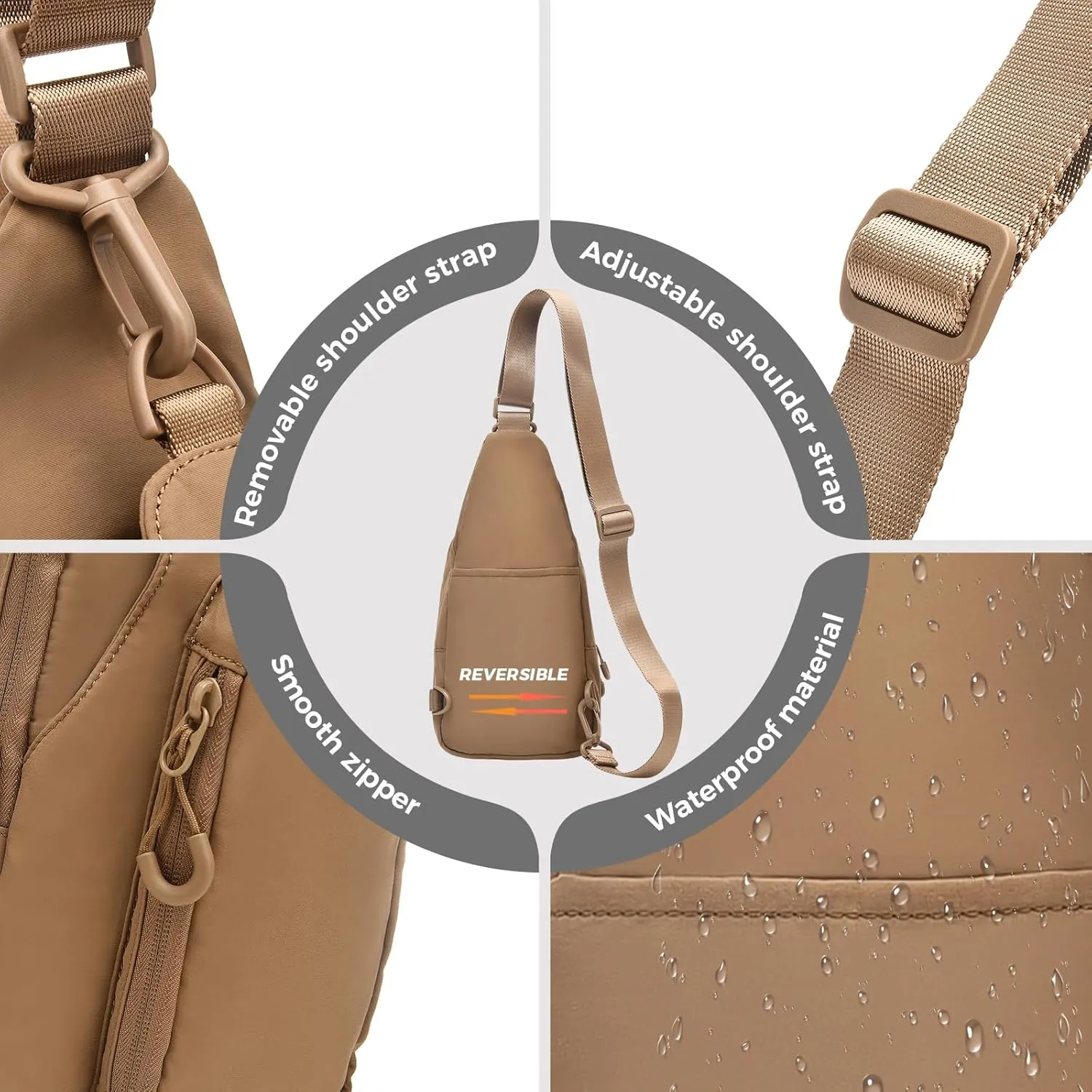 I IHAYNER Small Sling Bag for Women Crossbody Bags Fanny Pack Chest Bag for Travel Lightweight Casual Backpack for Hiking Ivory