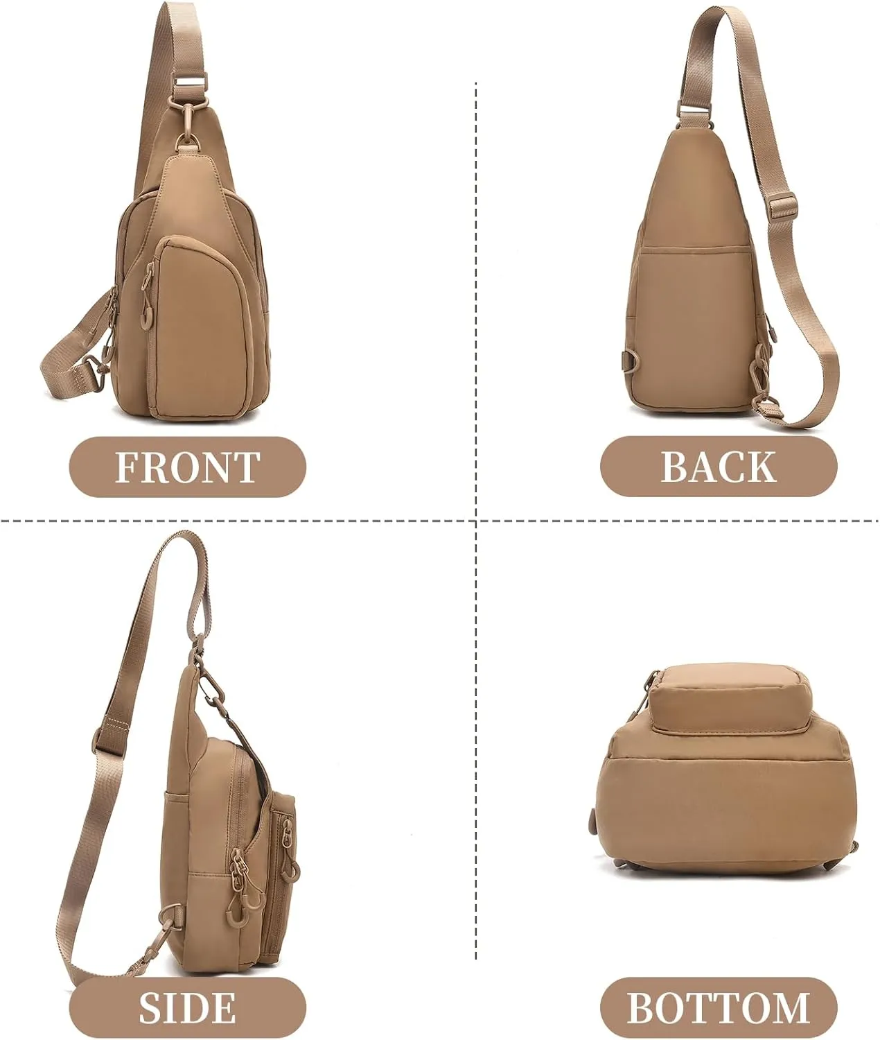 I IHAYNER Small Sling Bag for Women Crossbody Bags Fanny Pack Chest Bag for Travel Lightweight Casual Backpack for Hiking Ivory