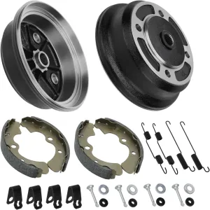 JAVIK Front Wheel Brake Drum Hub & Brake Shoes for Kawasaki Mule 2510 3000 3010 3020 4010 4000 KAF620 KAF950 2001-Up (2 Set)