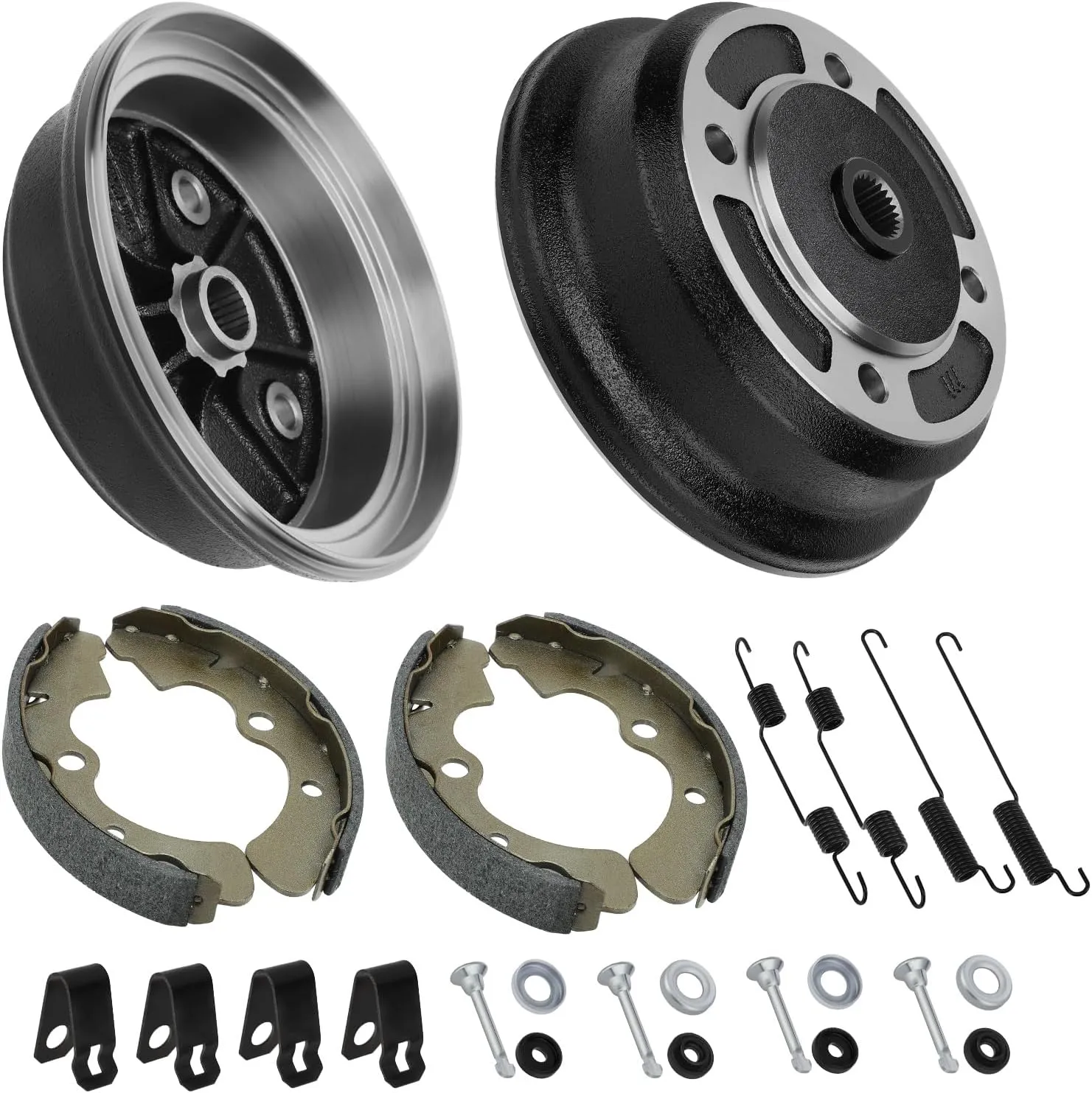 JAVIK Front Wheel Brake Drum Hub & Brake Shoes for Kawasaki Mule 2510 3000 3010 3020 4010 4000 KAF620 KAF950 2001-Up (2 Set)